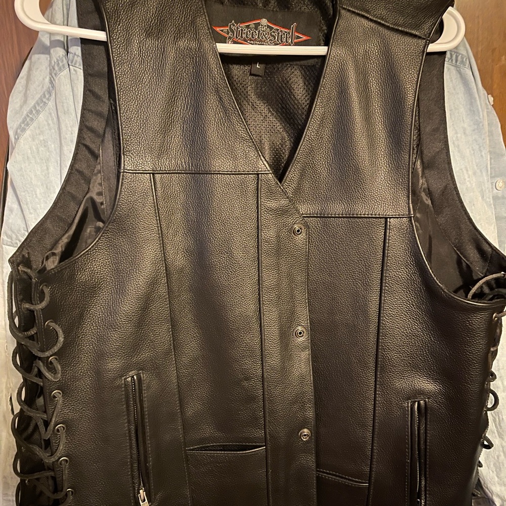 Leather motorcycle vest